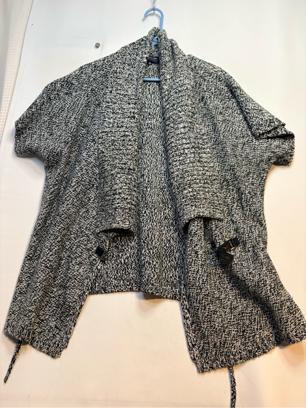 Jones New York Black & White Marled Open-Front Cardigan size 2x
